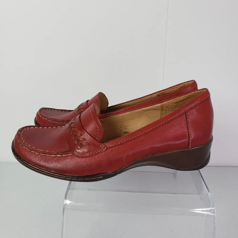 Naturalizer Vanish Women's 6M Red Shoes Leather Upper Low Wedges Comfort Stylish - Picture 6 of 12